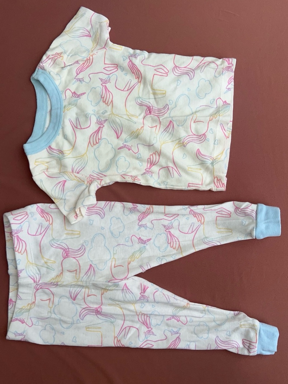 Wonder Nation Kids Unicorn Print Pajama Set - Pink & Blue